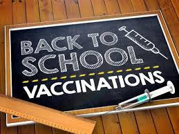 Black Sign stating: Back to School Vaccinations