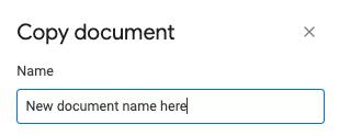 Google document name screen