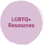 A purple button with the text "LGBTQ+ Resources"