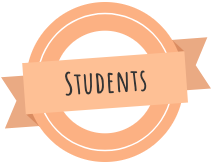 An orange button with the text "Students"