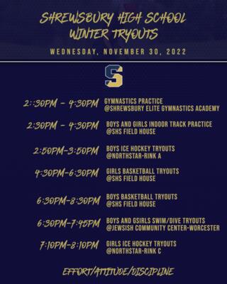 Wednesday SHS Winter Tryouts  