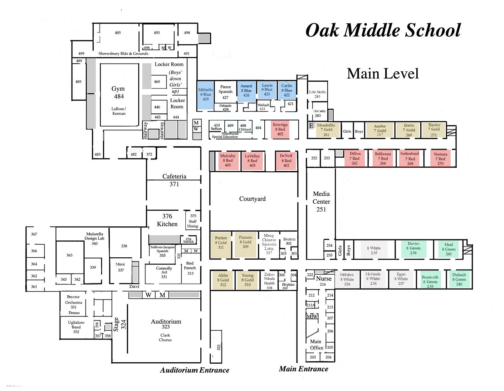 Oak Room Map Main Floor