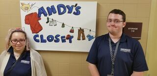 Andy's closet staff and sign